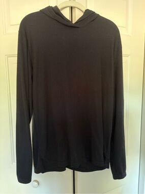 Fabletics Waffle Knit Black Hooded Long-Sleeve